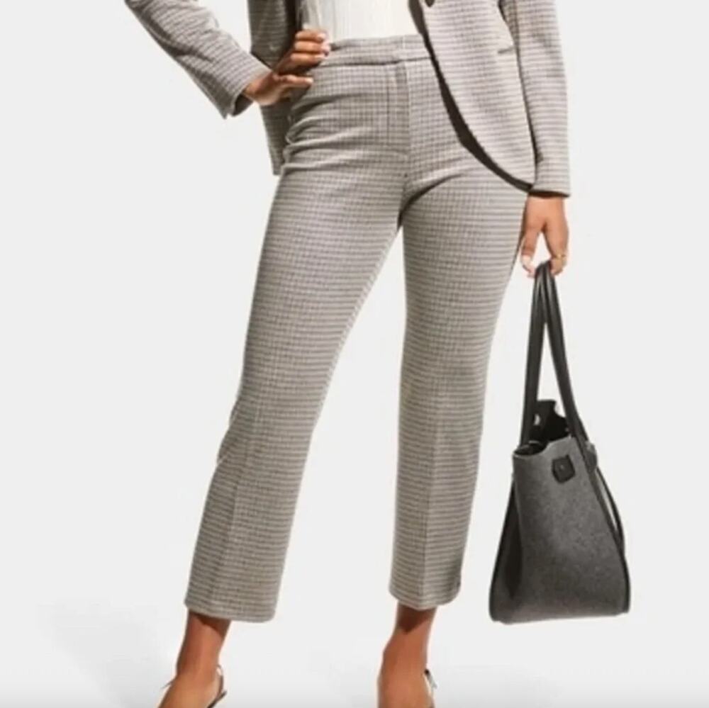Theory St Jean Stratton Knit Crop Houndstooth Pants Size 8 Midrise Straight Leg